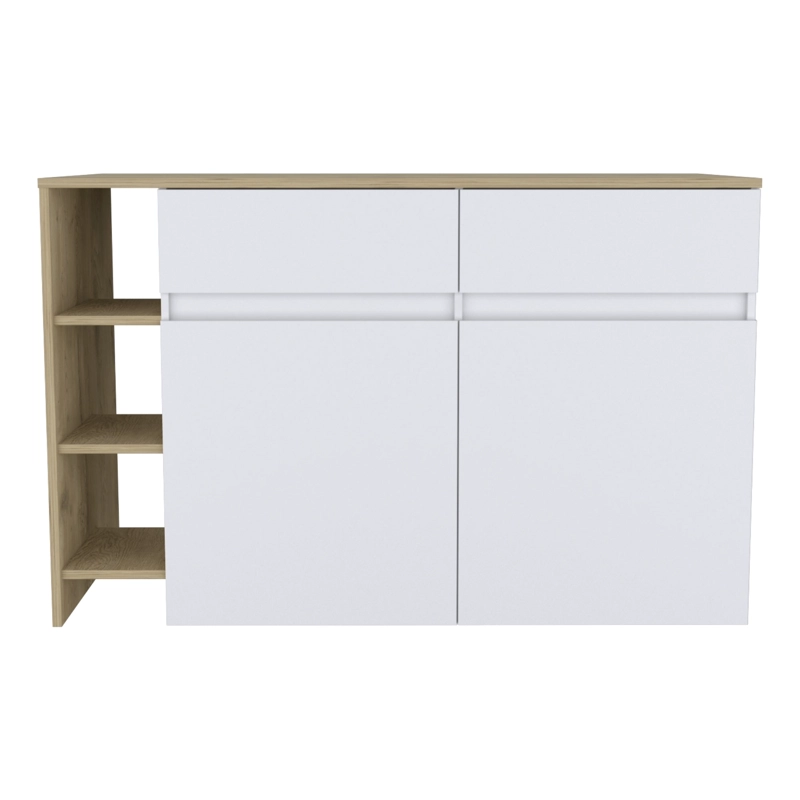 ISLA DE COCINA 2 PUERTAS 2 CAJONES BARI 90X140X70,4 CM BLANCO Y MACADAMIA - 3