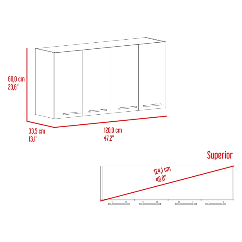 MUEBLE SUPERIOR COCINA 4 PUERTAS BAZAGLI 60X120X33,5 CM - 7