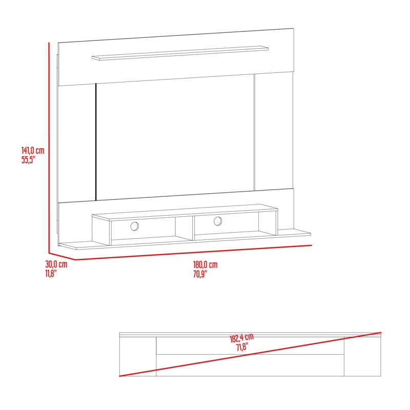 PANEL TV70' MONTANA 141X180X30 AVELLANA Y TIVOLI - 6