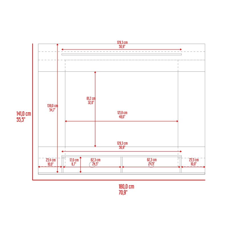PANEL TV70' MONTANA 141X180X30 AVELLANA Y TIVOLI - 7