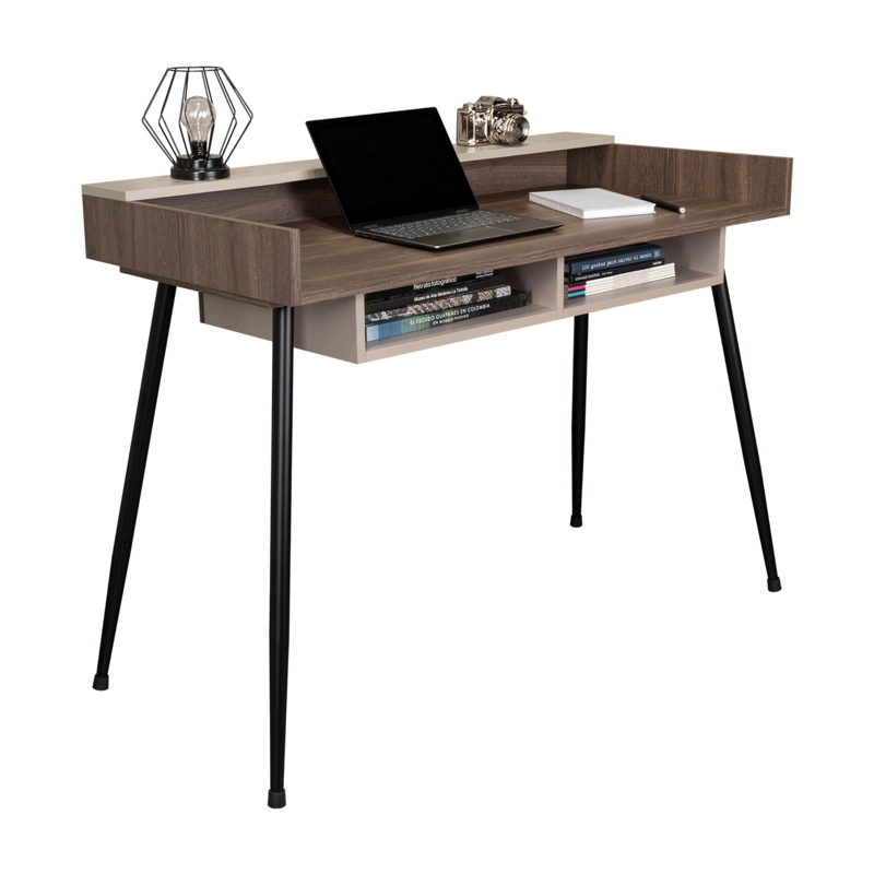 ESCRITORIO RECTO MARLOW 82,6X116,6X55 CM COÑAC Y TAUPE - 4