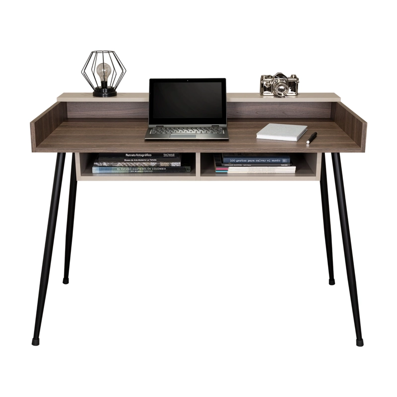ESCRITORIO RECTO MARLOW 82,6X116,6X55 CM COÑAC Y TAUPE - 5
