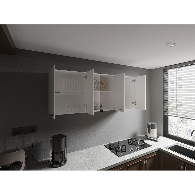 MUEBLE SUPERIOR COCINA 4 PUERTAS 2 VIDRIO 60X150X31,5 CM BLANCO - 1