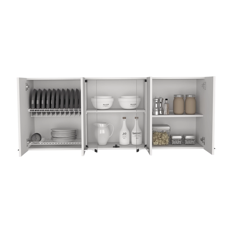 MUEBLE SUPERIOR COCINA 4 PUERTAS 2 VIDRIO 60X150X31,5 CM BLANCO - 5