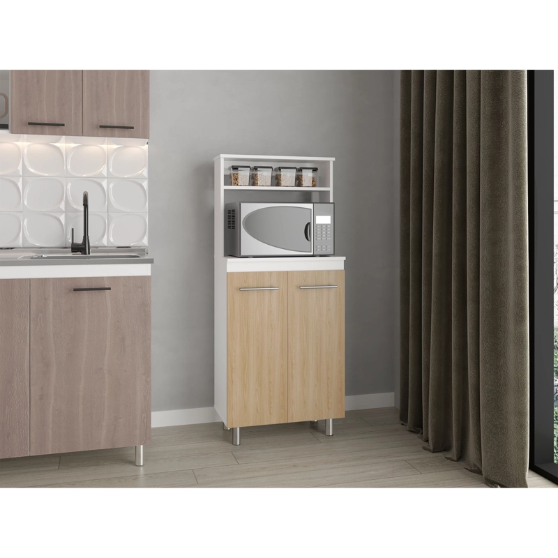 MUEBLE MICROONDAS SEDONA 140X60X35,3 CM BLANCO MQZ Y FRESNO EUROPEO - 1