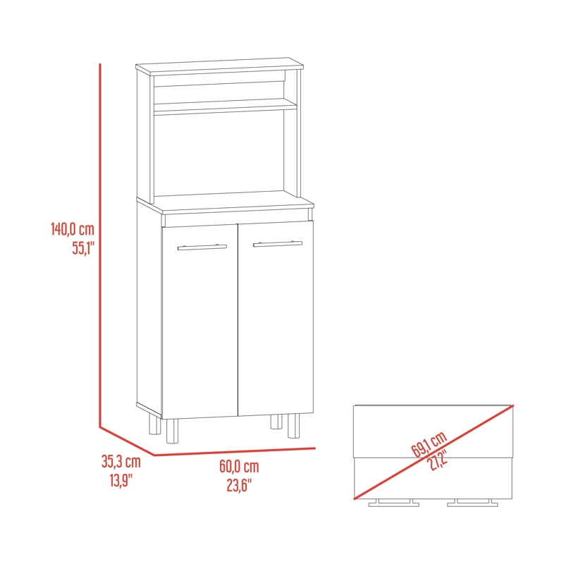 MUEBLE MICROONDAS SEDONA 140X60X35,3 CM BLANCO MQZ Y FRESNO EUROPEO - 7