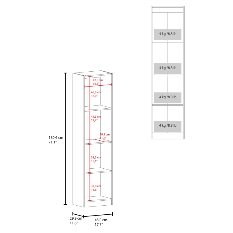 ESTANTE 4 NIVELES HOME-E2 CARTAGENA Y WENGUE 180,6X45,0X29,9 CM - 6