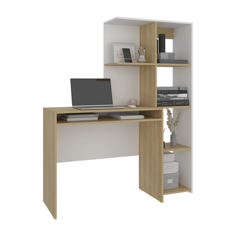 ESCRITORIO BIBLIOTECA ALISTER 150,9X125,5X42,2 CM BLANCO Y FRESNO - 2