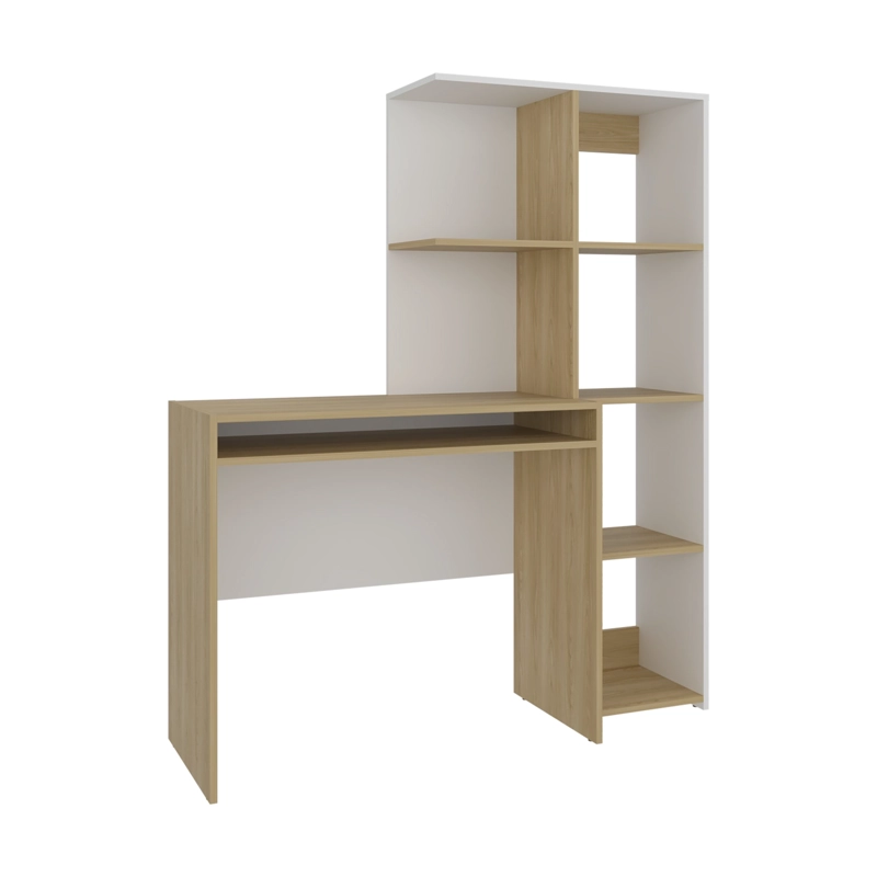 ESCRITORIO BIBLIOTECA ALISTER 150,9X125,5X42,2 CM BLANCO Y FRESNO - 4