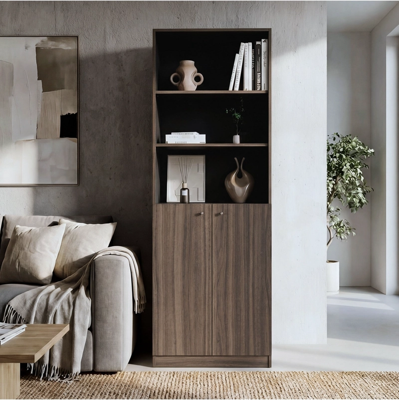 ESTANTE 2 PUERTAS HOME-E4 AVELLANA Y WENGUE 180,6X62,9X31,4 CM - 1