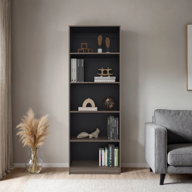 ESTANTE 5 NIVELES HOME-E3 AVELLANA Y WENGUE 180,6X62,8X29,9 CM - 1