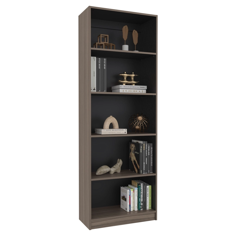 ESTANTE 5 NIVELES HOME-E3 AVELLANA Y WENGUE 180,6X62,8X29,9 CM - 2