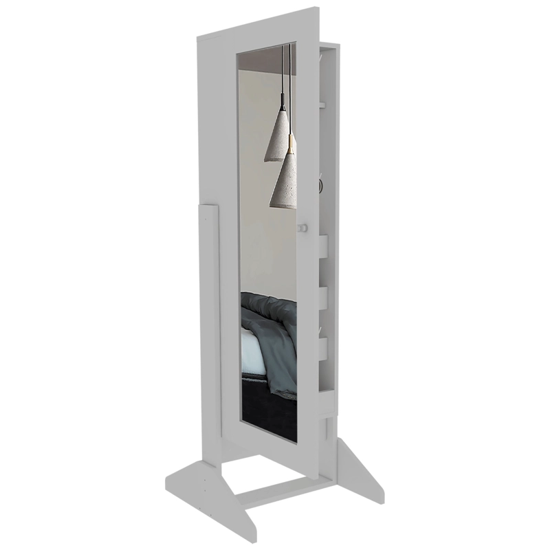 JOYERO 1 PUERTA PRISMA CON ESPEJO INTEGRADO Y GANCHOS BLANCO - 4