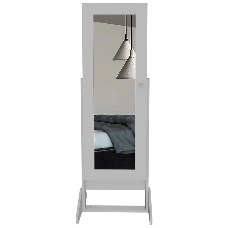 JOYERO 1 PUERTA PRISMA CON ESPEJO INTEGRADO Y GANCHOS BLANCO - 5