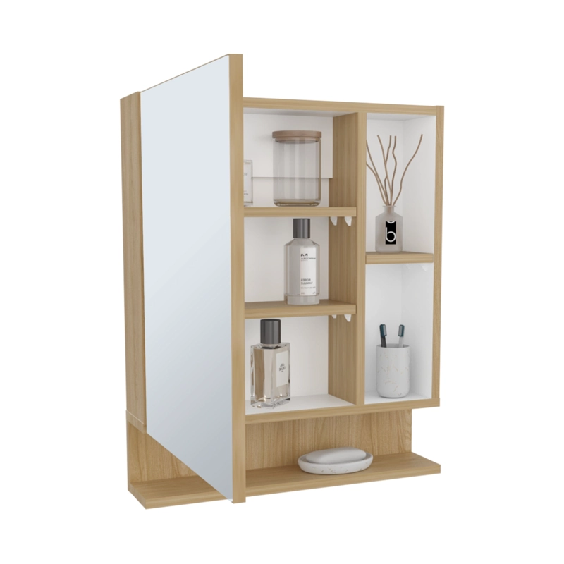 BOTIQUIN 1 PUERTA CON ESPEJO CHLOE 61,6X51,2X12,4 CM FRESNO Y BLANCO - 2