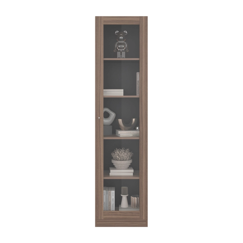 ESTANTE VITRINA 1 PUERTA HOME-E6 AVELLANA Y WENGUE 180,6X45,0X31,3 CM - 2