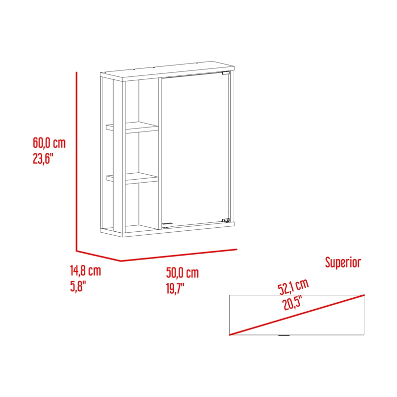 BOTIQUIN 1 PUERTA CON ESPEJO BERKEL 60X50X14,8 CM FRESNO - 6