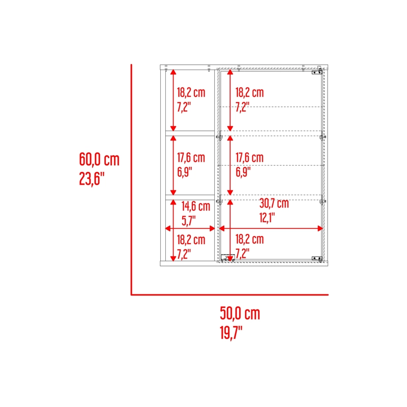 BOTIQUIN 1 PUERTA CON ESPEJO BERKEL 60X50X14,8 CM FRESNO - 7