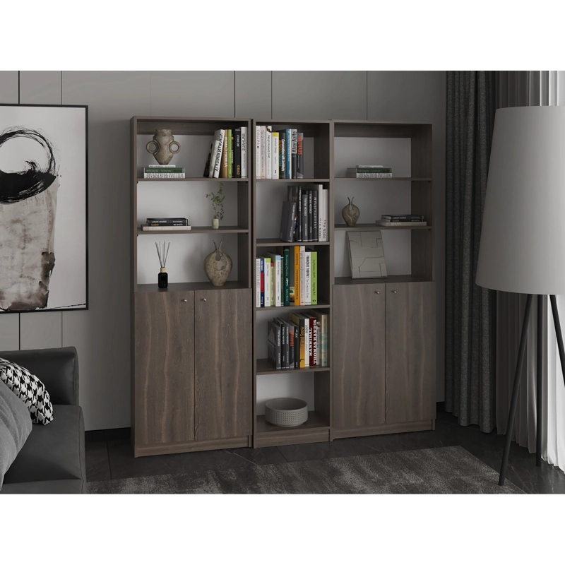 SET X3 ESTANTES 15 NIVELES 4 PUERTAS HOME E 180,6X31,4X107,9 CM MILAN - 1