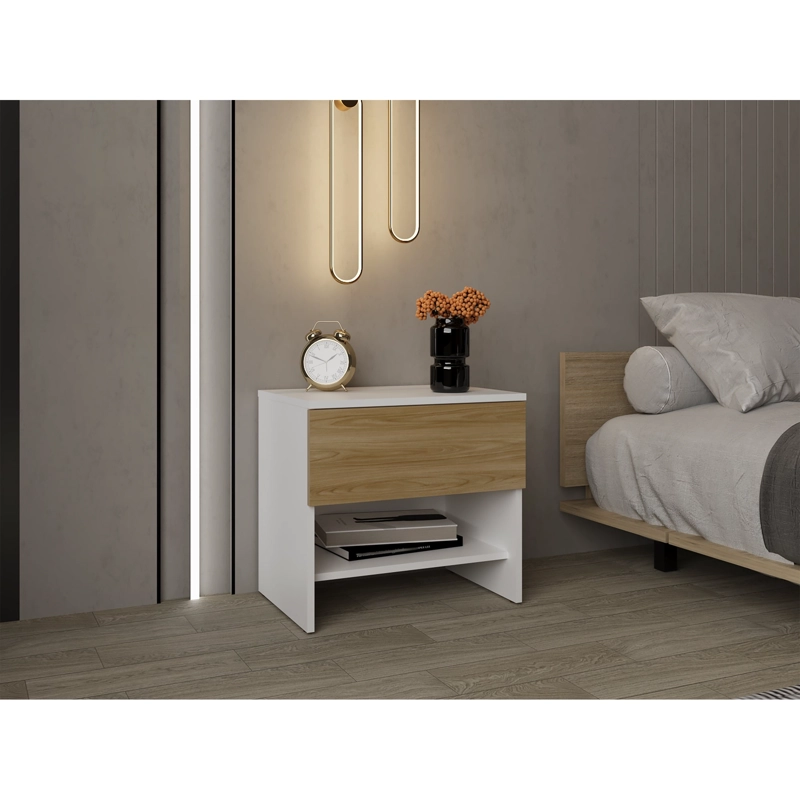 VELADOR 1 CAJON DASSEL BLANCO Y FRESNO 46,6X50,0X35,0 CM - 2