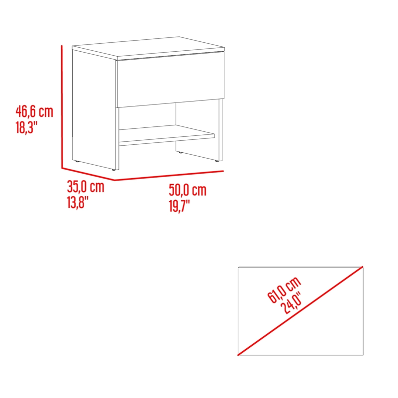 VELADOR 1 CAJON DASSEL BLANCO Y FRESNO 46,6X50,0X35,0 CM - 7