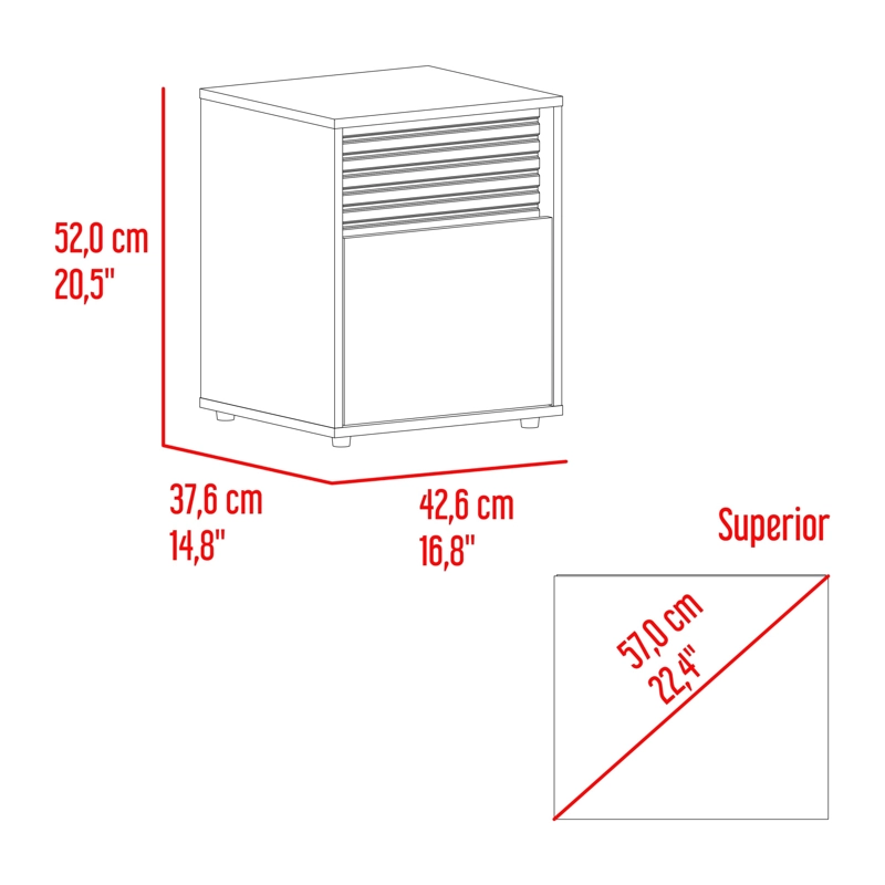 VELADOR 1 CAJON 1 PUERTA WANDA FRESNO 52X42,6X37,6 CM - 7