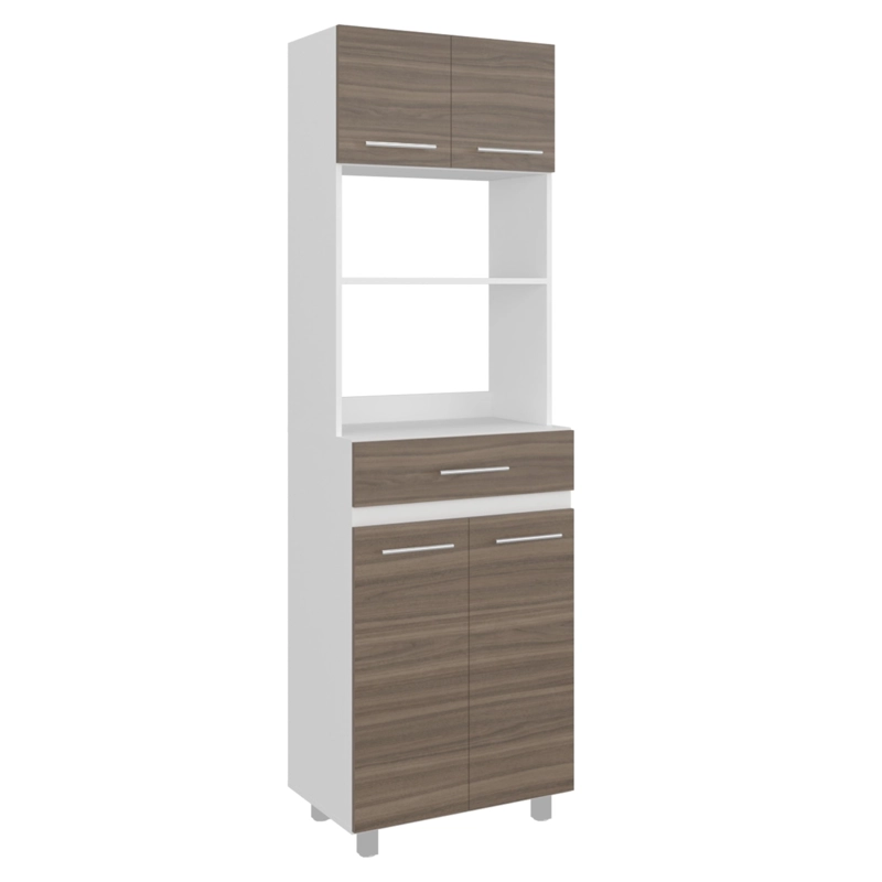 MUEBLE MICROONDAS ALTO 4 PUERTAS 1 CAJON LUNA AVELLANA Y BLANCO 201X62X40,8 CM - 3