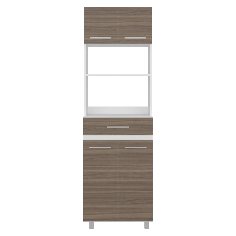 MUEBLE MICROONDAS ALTO 4 PUERTAS 1 CAJON LUNA AVELLANA Y BLANCO 201X62X40,8 CM - 4