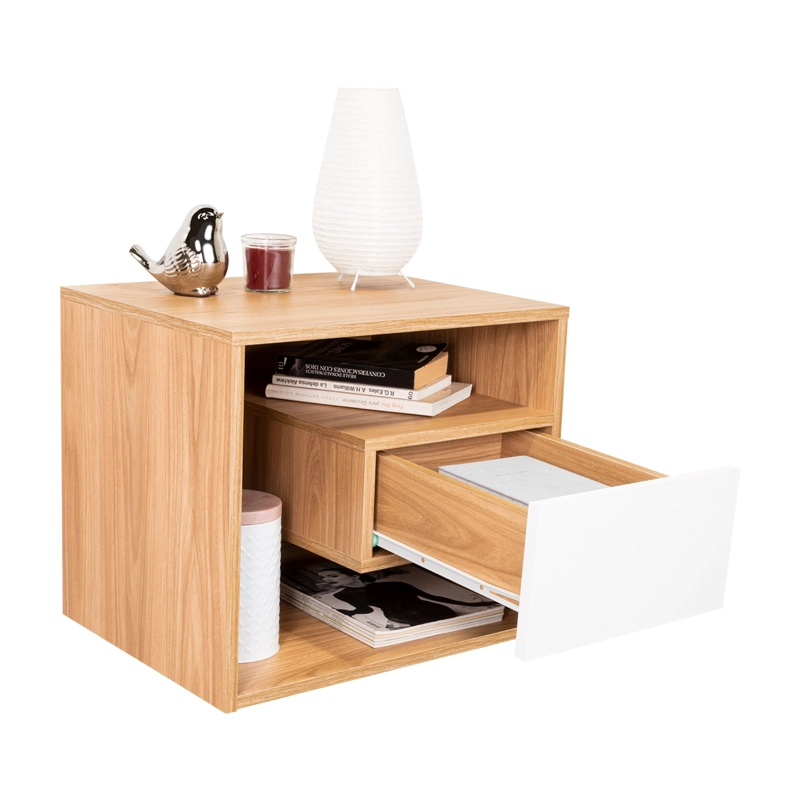 VELADOR 1 CAJON BUD FRESNO Y BLANCO 43X50X41,5 CM - 5