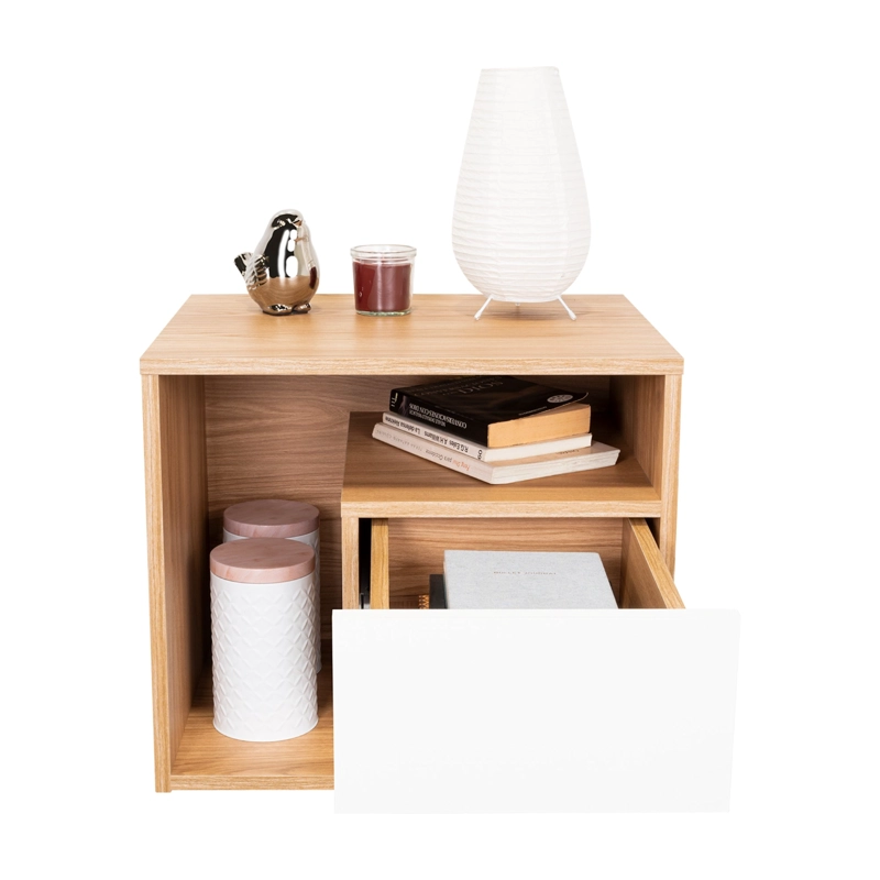 VELADOR 1 CAJON BUD FRESNO Y BLANCO 43X50X41,5 CM - 6