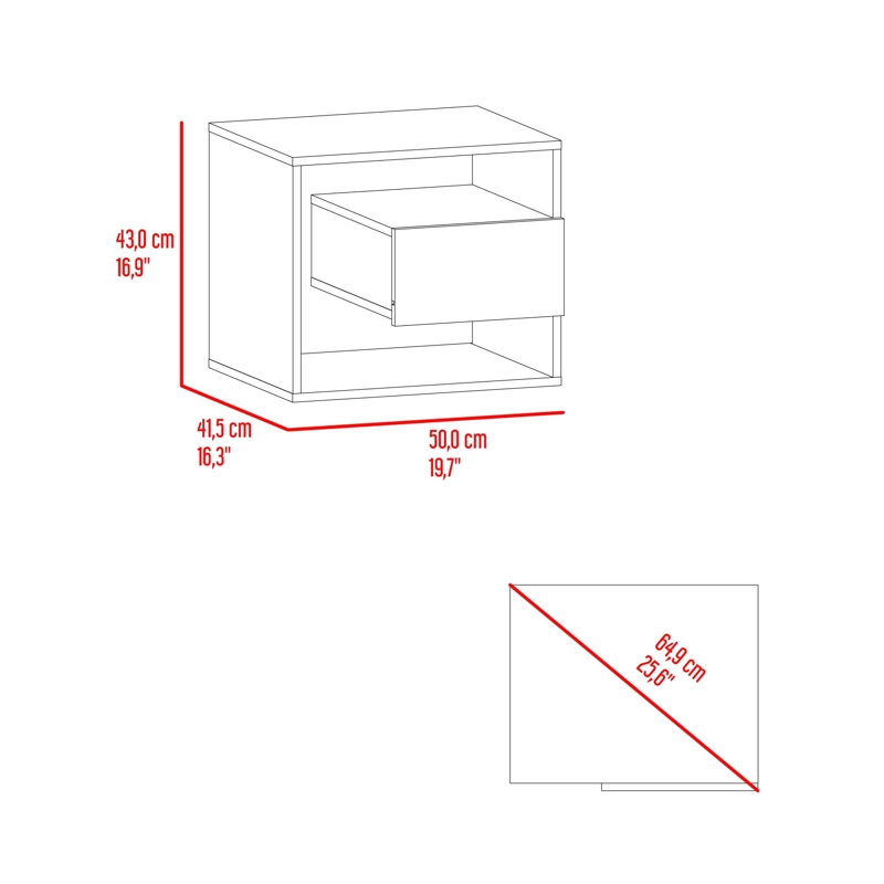 VELADOR 1 CAJON BUD FRESNO Y BLANCO 43X50X41,5 CM - 7