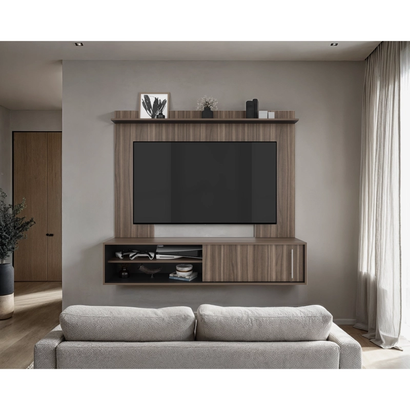 PANEL TV60' BIGAF 1 PUERTA CORREDIZA AVELLANA Y WENGUE 145,6X160,0X38,0 CM - 2