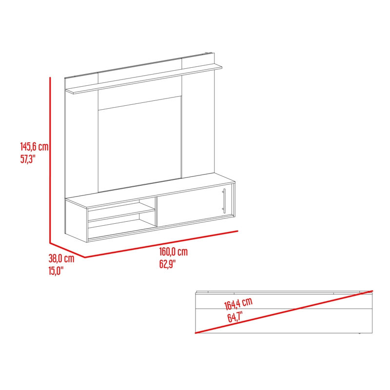 PANEL TV60' BIGAF 1 PUERTA CORREDIZA AVELLANA Y WENGUE 145,6X160,0X38,0 CM - 6