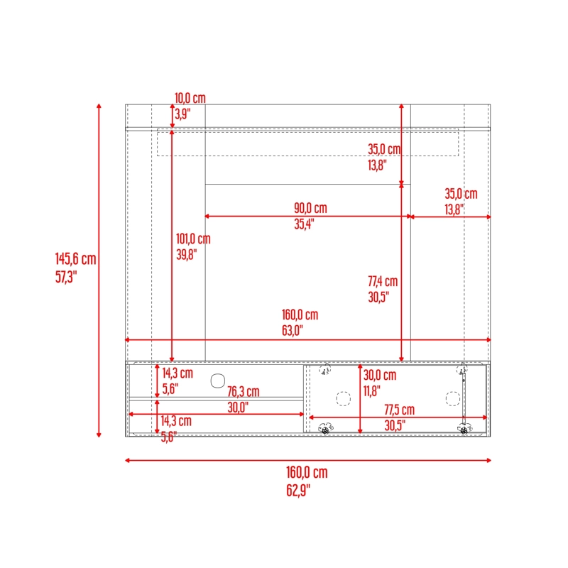 PANEL TV60' BIGAF 1 PUERTA CORREDIZA AVELLANA Y WENGUE 145,6X160,0X38,0 CM - 8