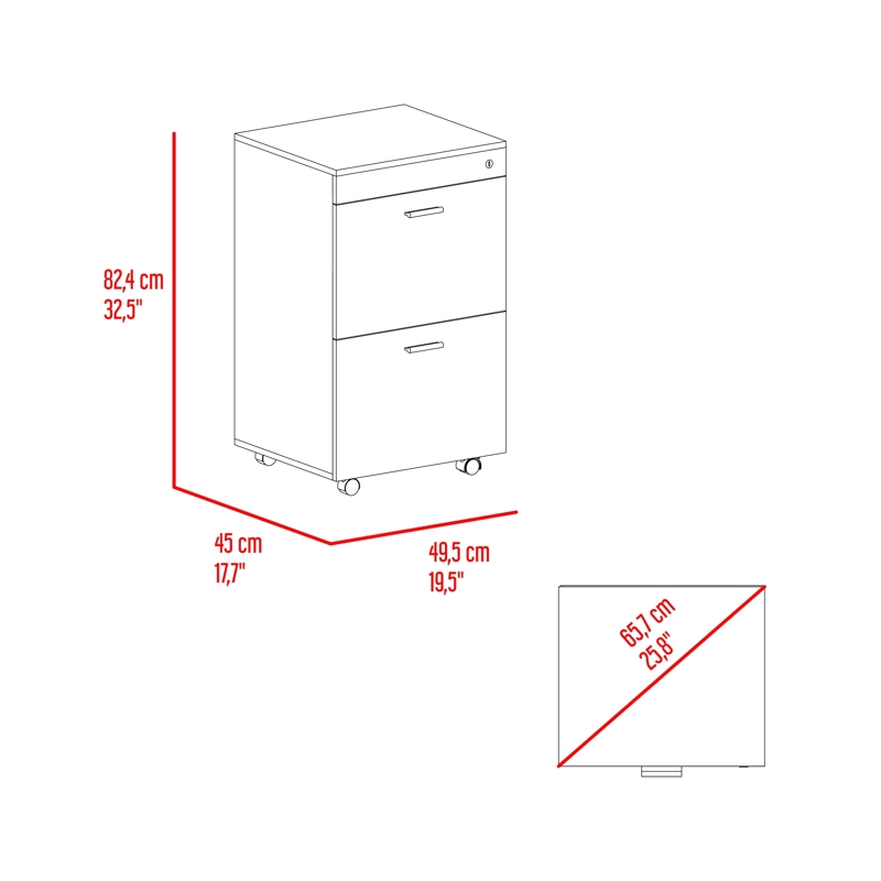CAJONERA BAJA CON RUEDAS 2 CAJONES ANDES WENGUE 82,4X49,5X45CM - 7