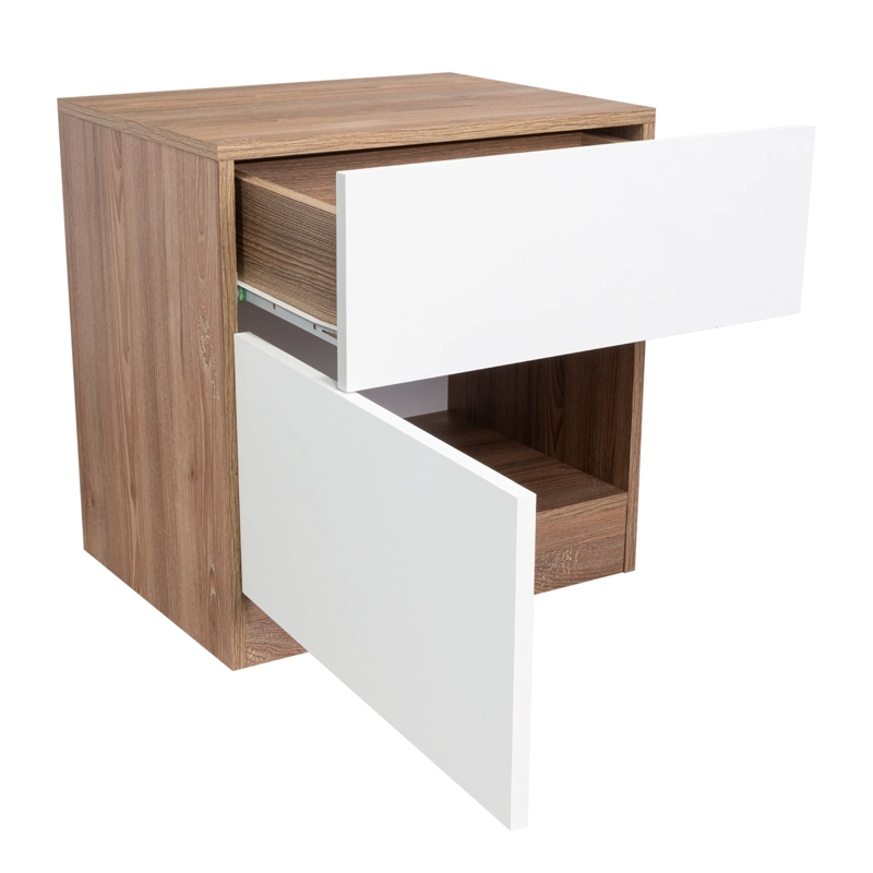 VELADOR 1 CAJON 1 PUERTA NEBRASKA MIEL Y BLANCO 52,6X50X40 CM - 4