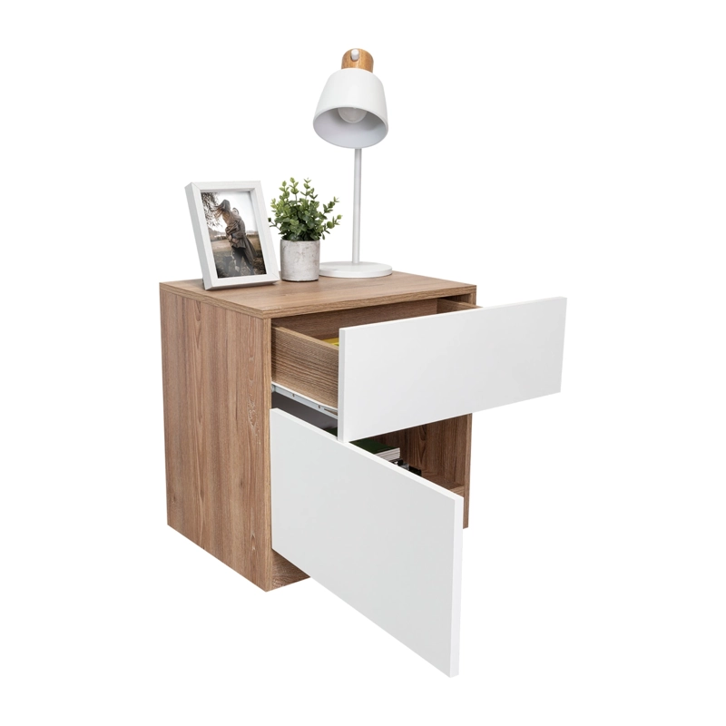 VELADOR 1 CAJON 1 PUERTA NEBRASKA MIEL Y BLANCO 52,6X50X40 CM - 6