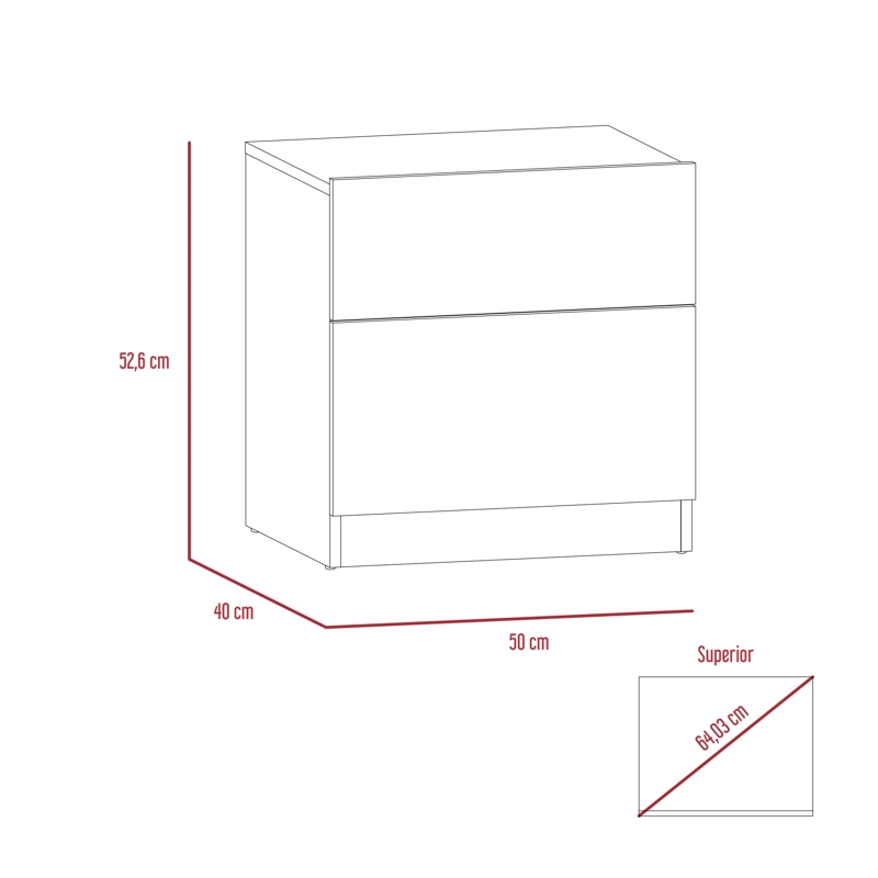 VELADOR 1 CAJON 1 PUERTA NEBRASKA MIEL Y BLANCO 52,6X50X40 CM - 7