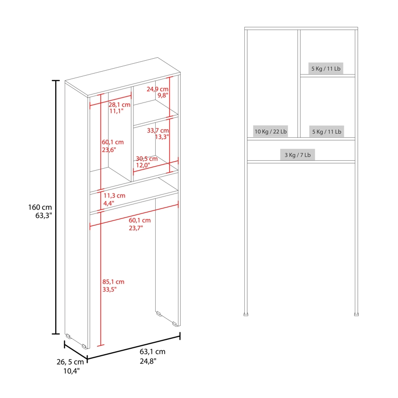 ESTANTE WC 1 PUERTA BATH-26 BLANCO 160,0X63,1X26,5 CM - 6