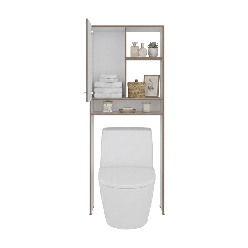 ESTANTE WC BATH-26 1 PUERTA 160X63,1X26,5 CM AVELLANA Y BLANCO - 1