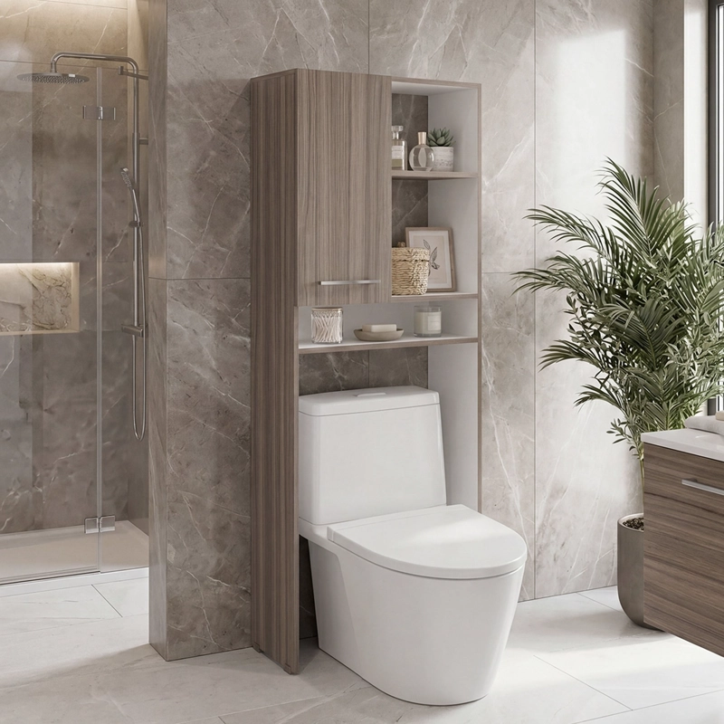 ESTANTE WC BATH-26 1 PUERTA 160X63,1X26,5 CM AVELLANA Y BLANCO - 2