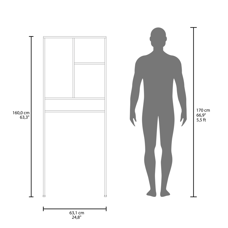 ESTANTE WC BATH-26 1 PUERTA 160X63,1X26,5 CM AVELLANA Y BLANCO - 7