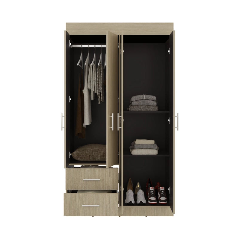 CLOSET 4 PUERTAS 2 CAJONES HOUSTON 180X90X47,3 CM CARTAGENA Y WENGUE - 1