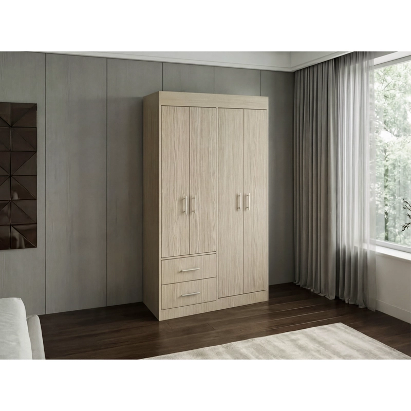 CLOSET 4 PUERTAS 2 CAJONES HOUSTON 180X90X47,3 CM CARTAGENA Y WENGUE - 3