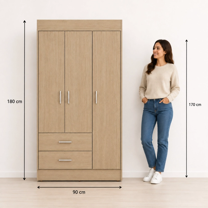 CLOSET 4 PUERTAS 2 CAJONES HOUSTON 180X90X47,3 CM CARTAGENA Y WENGUE - 7