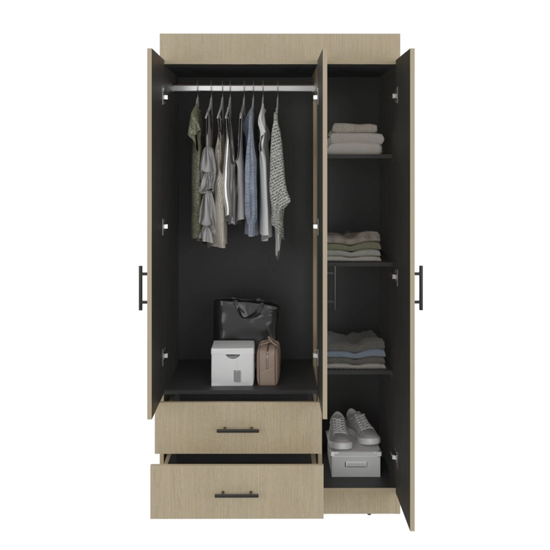 CLOSET 3 PUERTAS 2 CAJONES HOUSTON 180X90X47,3 CM CARTAGENA Y WENGUE - 1