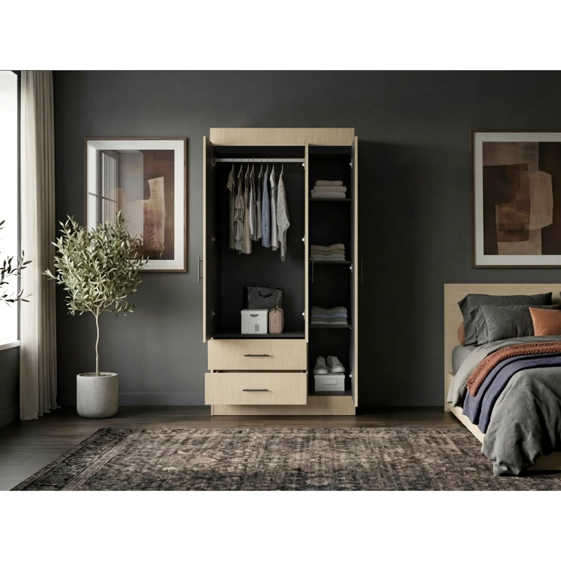 CLOSET 3 PUERTAS 2 CAJONES HOUSTON 180X90X47,3 CM CARTAGENA Y WENGUE - 2