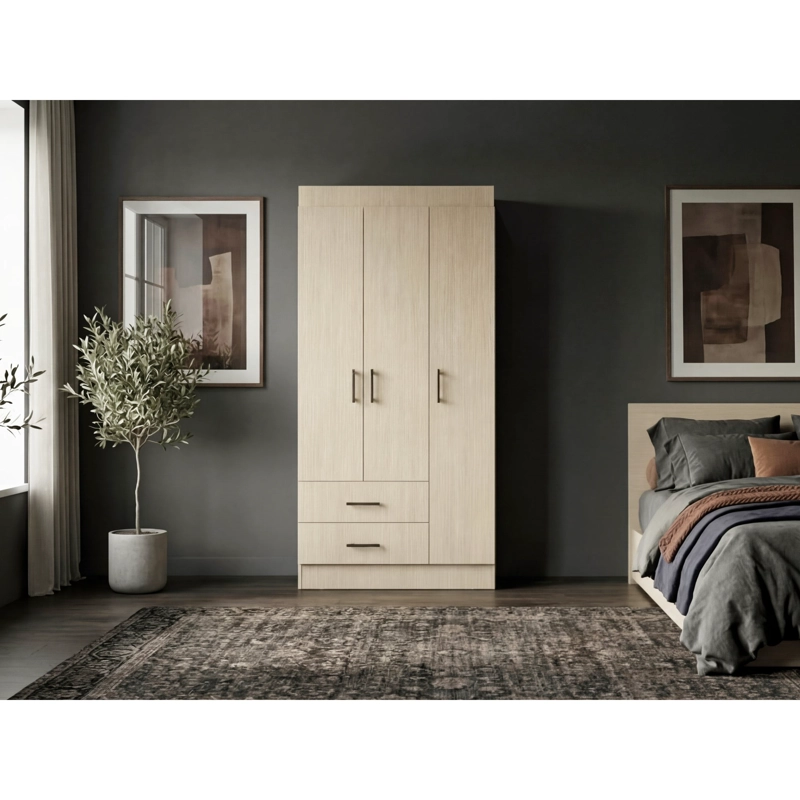 CLOSET 3 PUERTAS 2 CAJONES HOUSTON 180X90X47,3 CM CARTAGENA Y WENGUE - 3