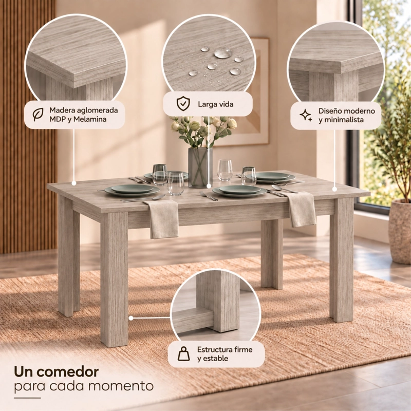 MESA DE COMEDOR PORTOFINO POSITANO 75,6X120X88 CM - 8