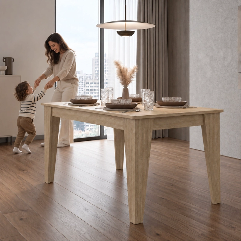 MESA DE COMEDOR TORINO AVELLANA 74X160X88 CM - 2